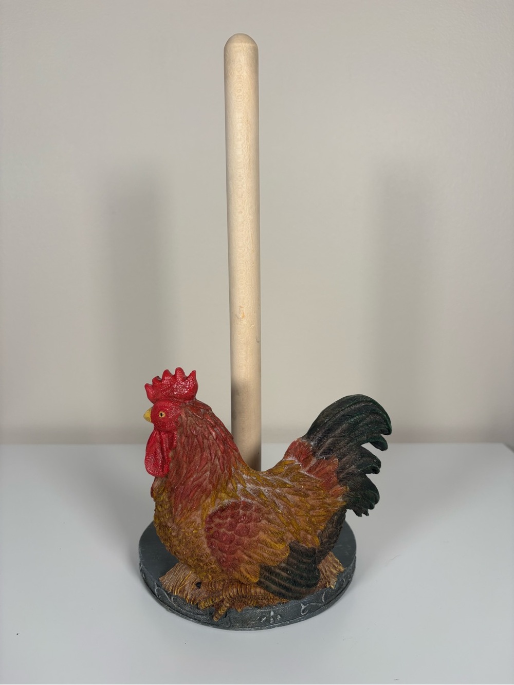 Decorative Rooster Paper Towel Holder - Red Brown